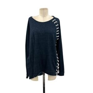 Generation Love Sweatshirt Top Long Sleeve Rope Lace-Up Navy Blue Size Medium‎